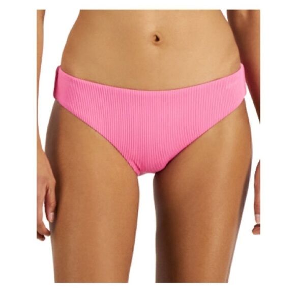 ROXY Juniors' Love The Comber Bikini Bottoms Size XLarge Ribbed Swim Pink New - Picture 1 of 13